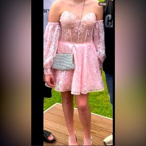 Pale pink sequins formal dress / 14 size